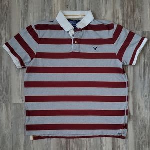 American Eagle striped rugby polo